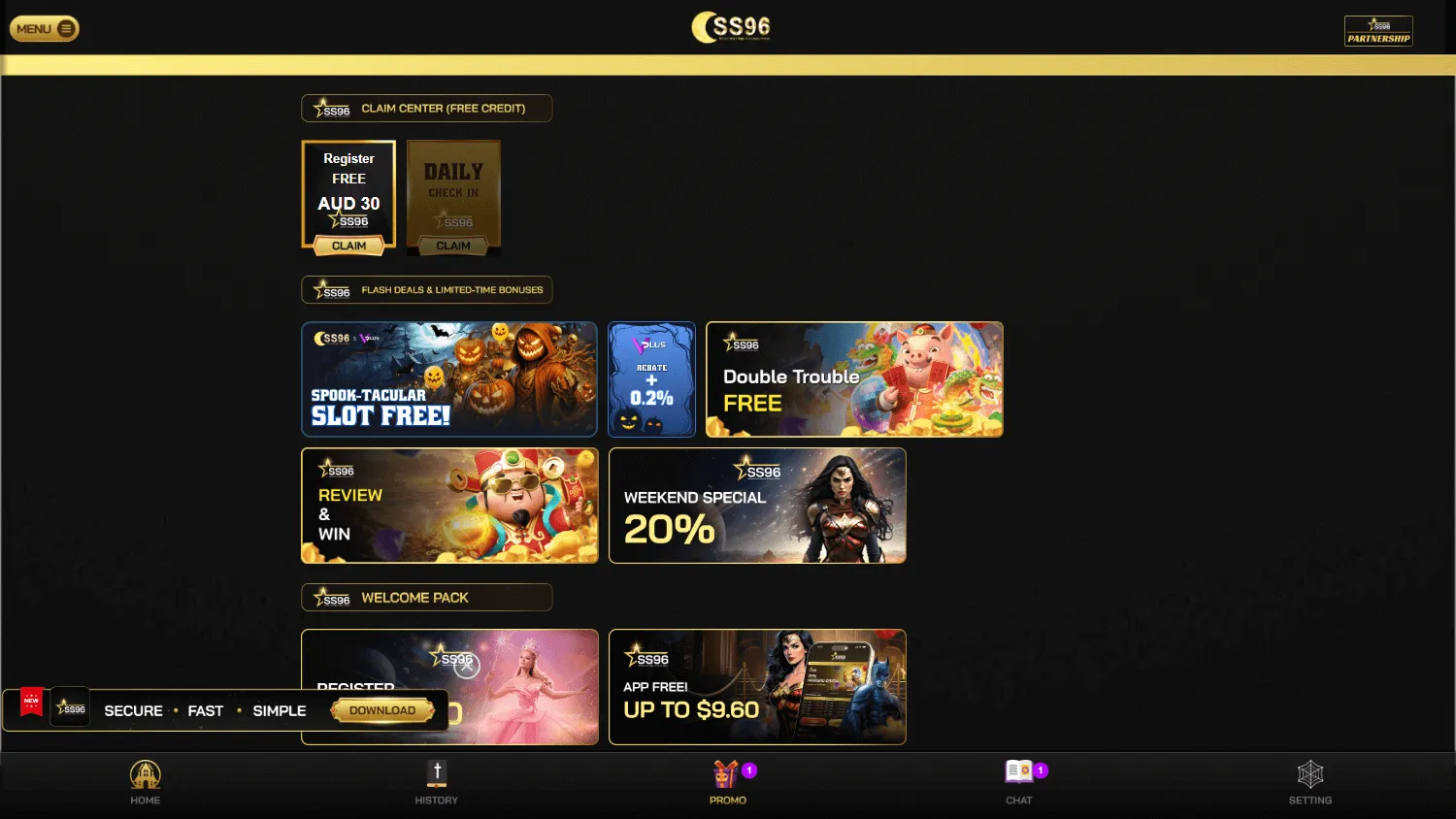 Skystar96 Casino promotions on desktop
